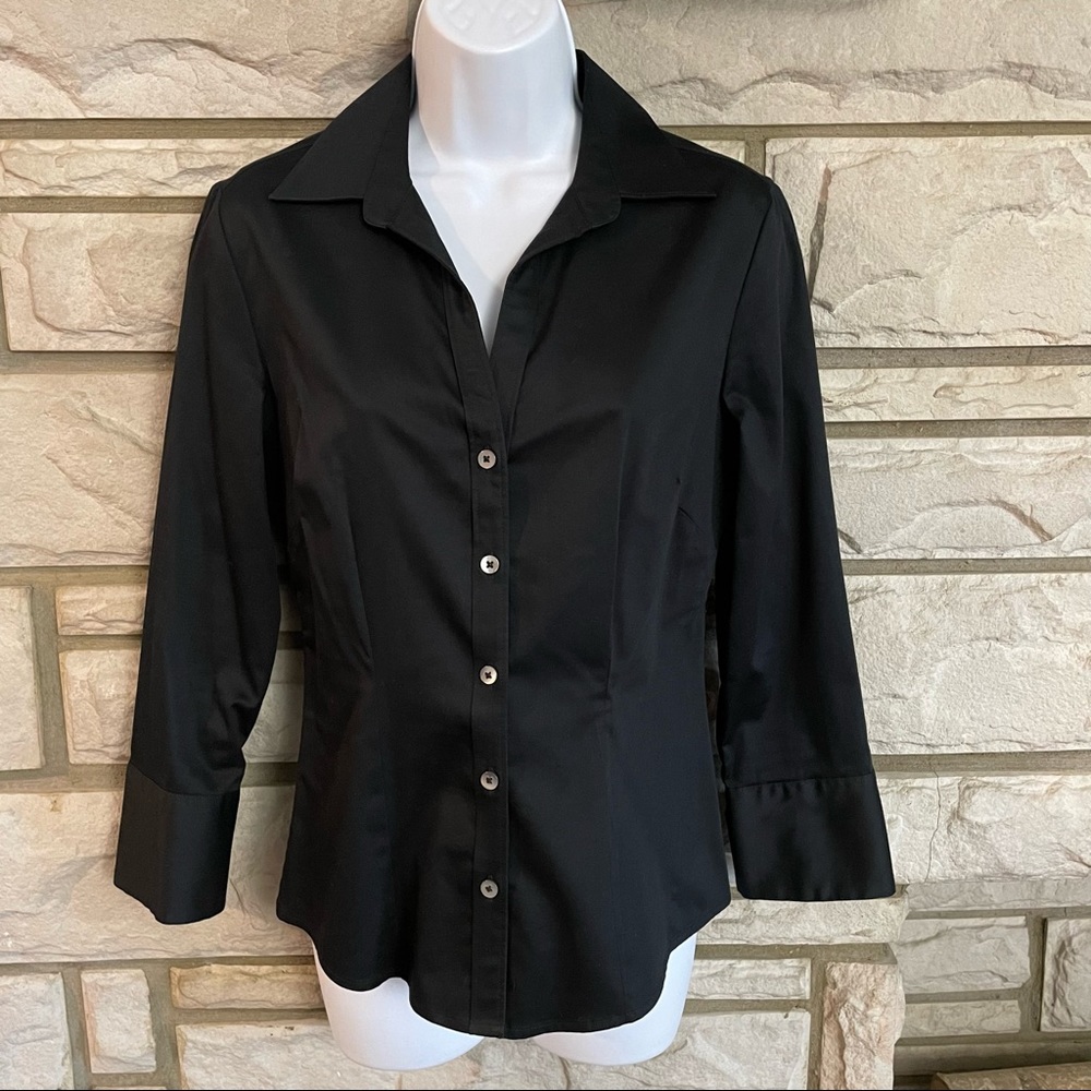 Banana Republic Black Long Sleeve Stretch Button Down Shirt Size S